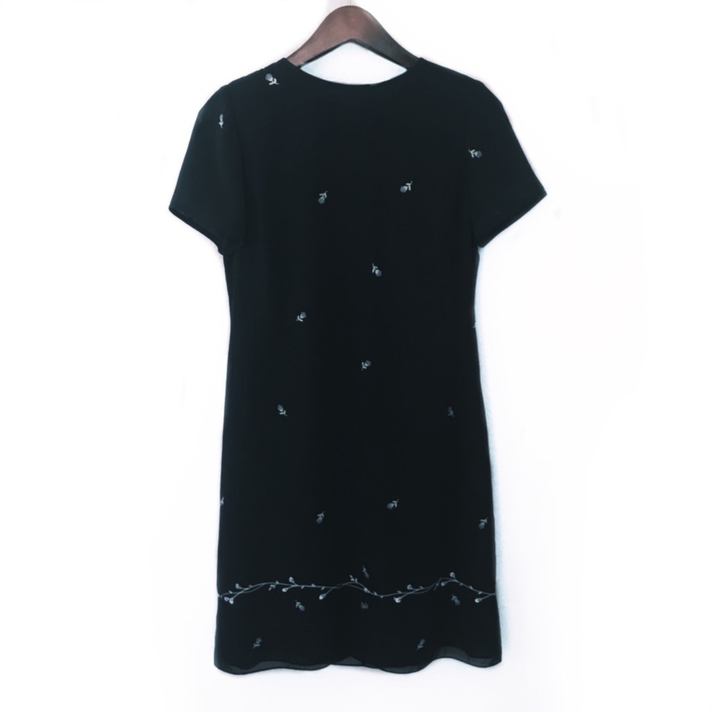 Talbots Navy Blue Embroidered Dress